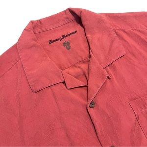 Tommy Bahama 100% Silk Button Up Shirt Men XL Red Floral Shirt
